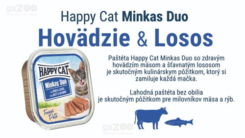 HAPPY CAT Minkas Duo Hovädzie & Divoký losos 100g