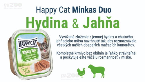 HAPPY CAT Minkas Duo Hydina & Jahňa 100g