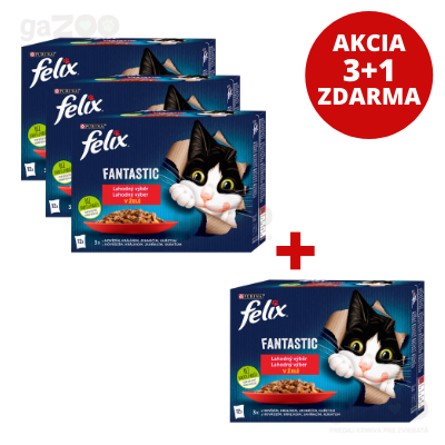 <font color="blue"><b>AKCIA 3+1</b></font> FELIX Fantastic lahodný výber v želé kura/hovädzie/králik/jahňa 12 x 85 g