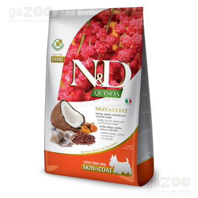 N&D dog QUINOA (GF) adult mini, skin & coat, herring & coconut 2,5kg