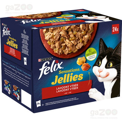 FELIX Sensations Jellies výber v ochutenom želé hovädzie/kura/kačka/jahňa 24x85g