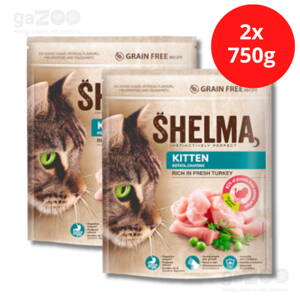 SHELMA Kitten s čerstvým morčacím mäsom 2x750g